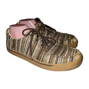 TWISTED X HOOEY LOPER Sz 9.5 MHYCO14 Brown Western Textile Fabric Lace Up Shoes